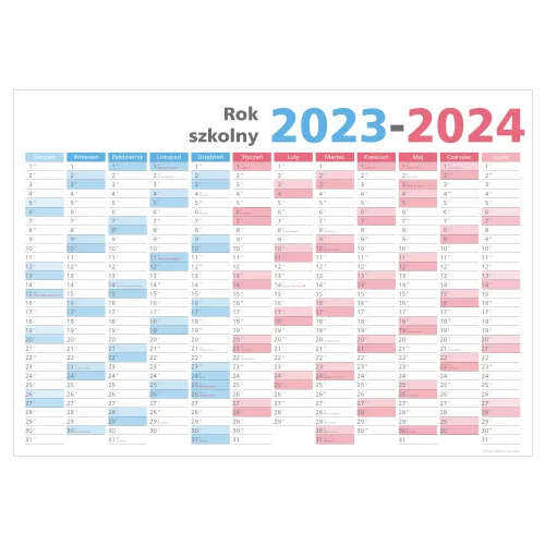 Duży planer szkolny na rok szkolny 2023/2024